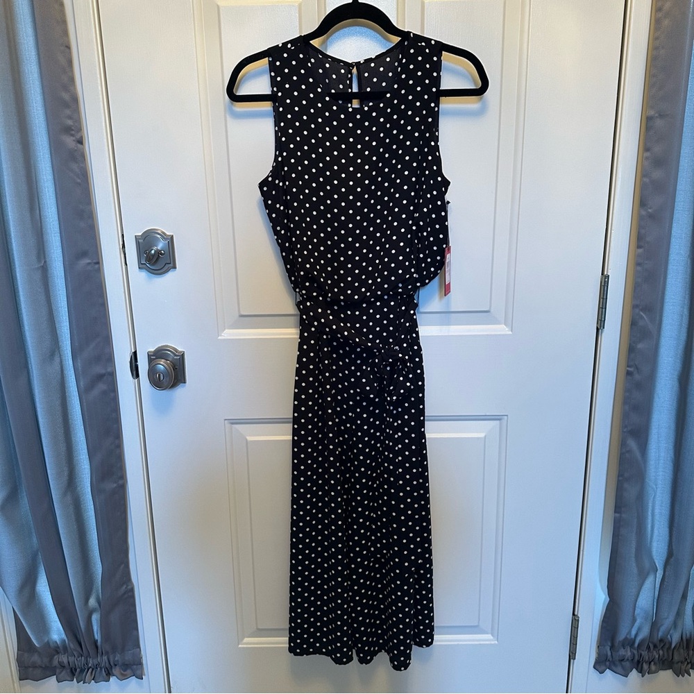 Vince Camuto Sleeveless Black and White Polka Dot Jumpsuit, Size 6, NWT